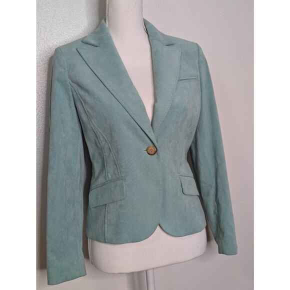 Vintage Petite Sophisticate Stretch Corduroy Blazer Jacket Size M Sea Foam Green - Picture 4 of 9